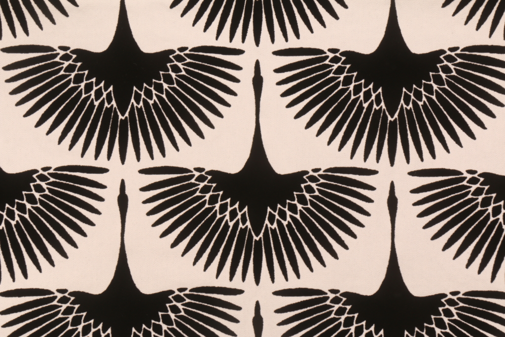 Genevieve Gorder Flock Printed Flocked Drapery Fabric in Onyx