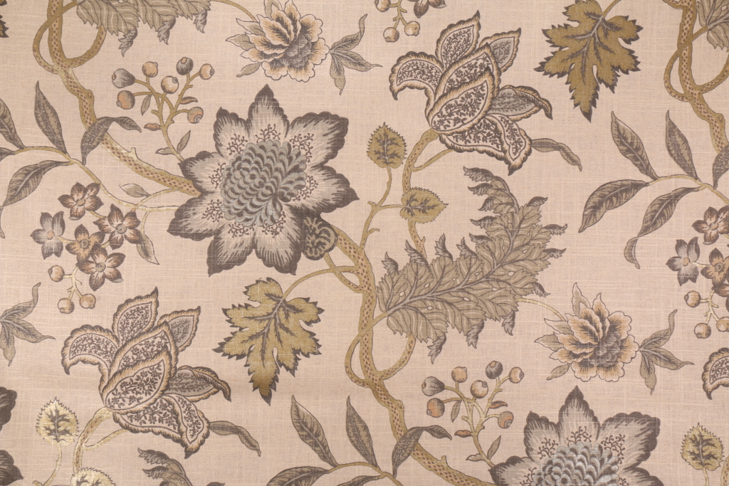 Waverly Jacobean Flair Printed Linen Blend Drapery Fabric in Vermeil