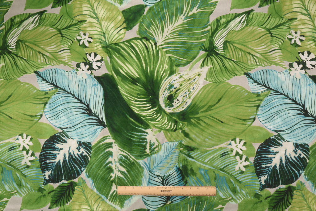 Tommy Bahama Lush Leaf Printed Cotton Drapery Fabric in Mojito