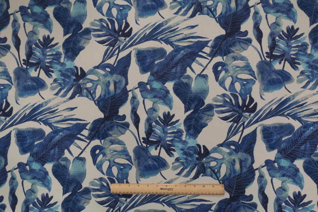 1 Yards Tommy Bahama Inky Palms Printed Polyester Outdoor Fabric in Indigo