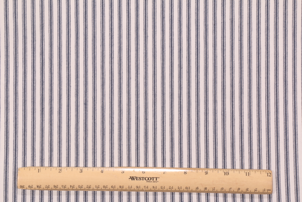 Waverly Classic Ticking Woven Cotton Drapery Fabric in Navy