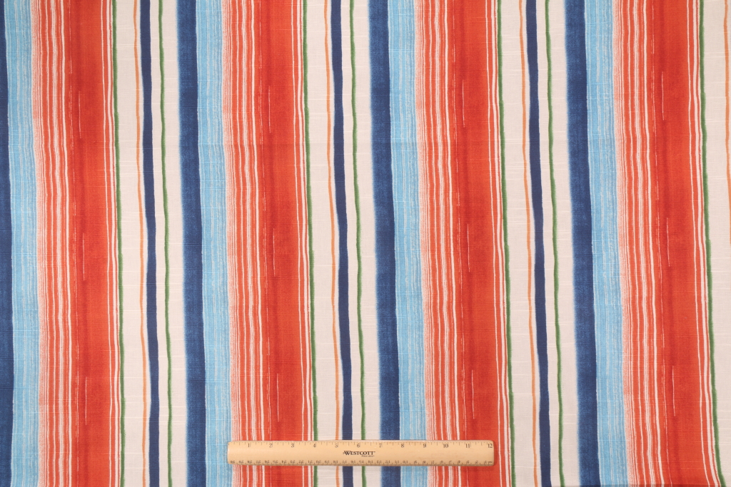 Tommy Bahama Seascape Stripe Printed Cotton Drapery Fabric in Carib
