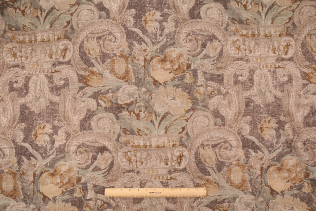 Waverly Volterra Printed Linen Blend Drapery Fabric in Porcini