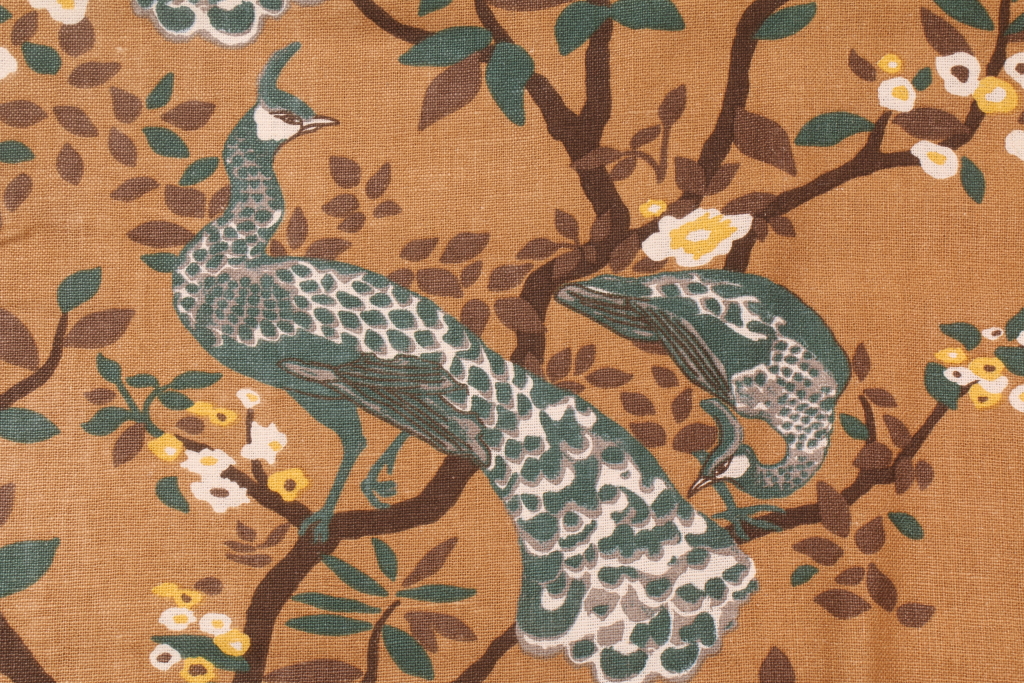 9 Yards Robert Allen Vintage Plumes Printed Linen Blend Drapery Fabric