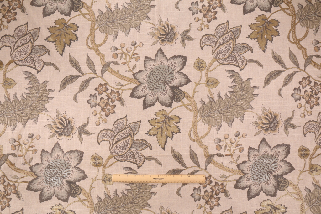 2.75 Yards Waverly Jacobean Flair Printed Floral Linen Blend Drapery