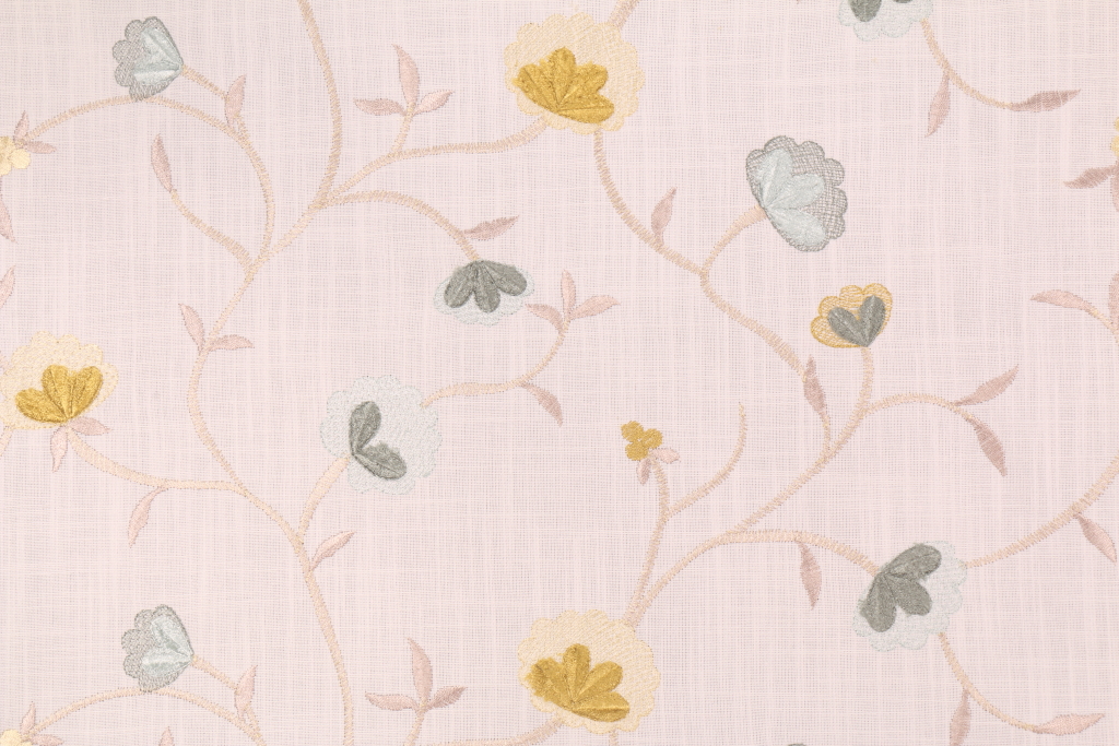 Robert Allen Flower Charm Embroidered Drapery Fabric in Fountain