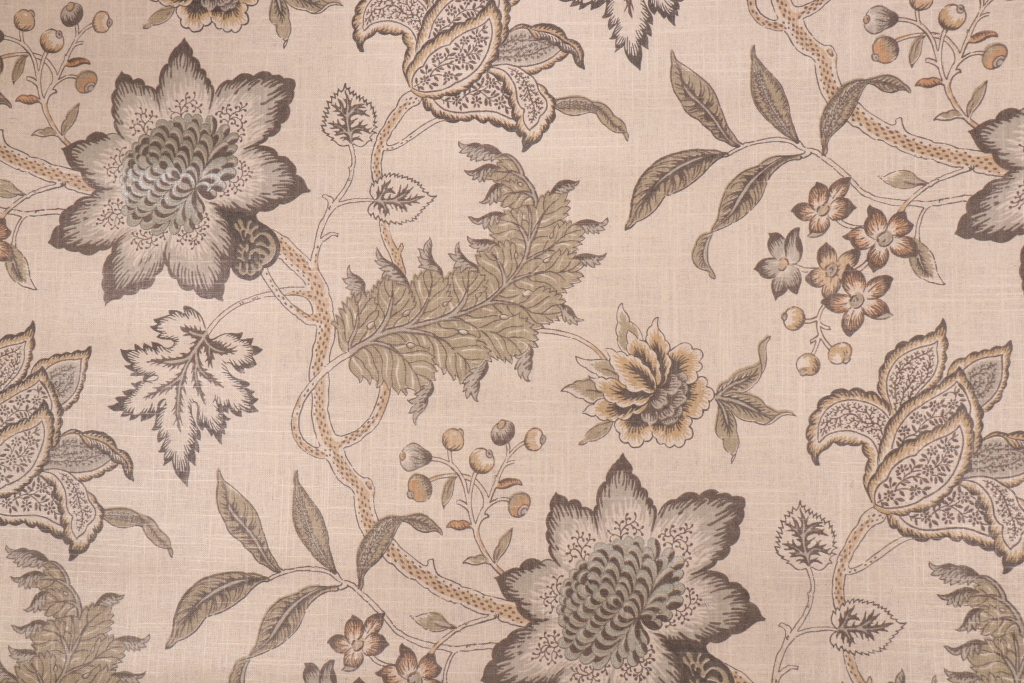 Waverly Jacobean Flair Printed Linen Blend Drapery Fabric in Vermeil