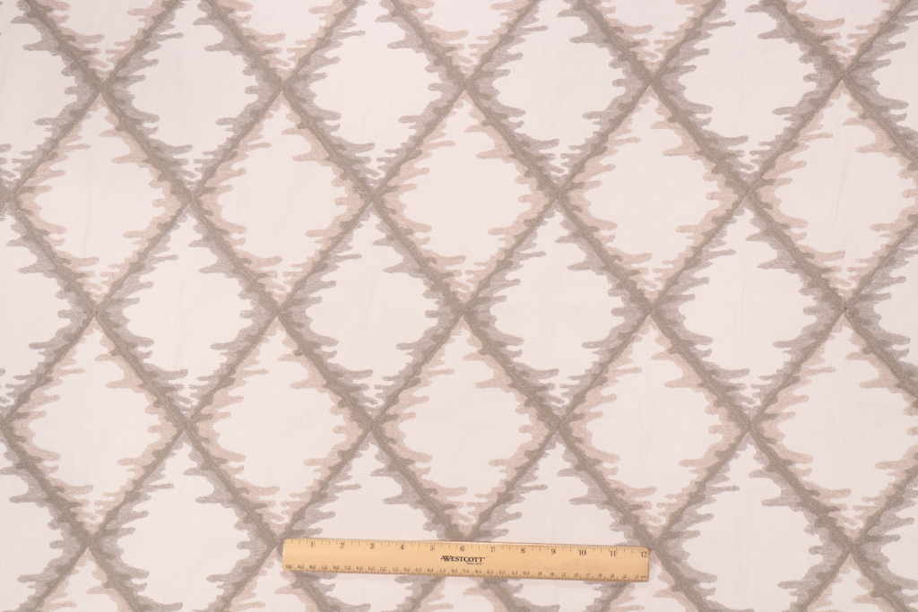 Diversitex Gifford Embroidered Cotton Drapery Fabric in Steal