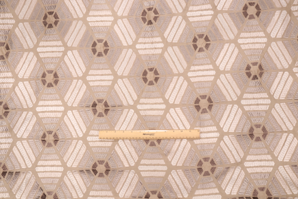 3 Yards Robert Allen Embroidered Drapery Fabric in Sand