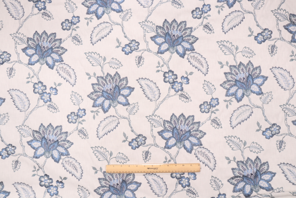 Waverly Perennial Emb Embroidered Drapery Fabric in Delft