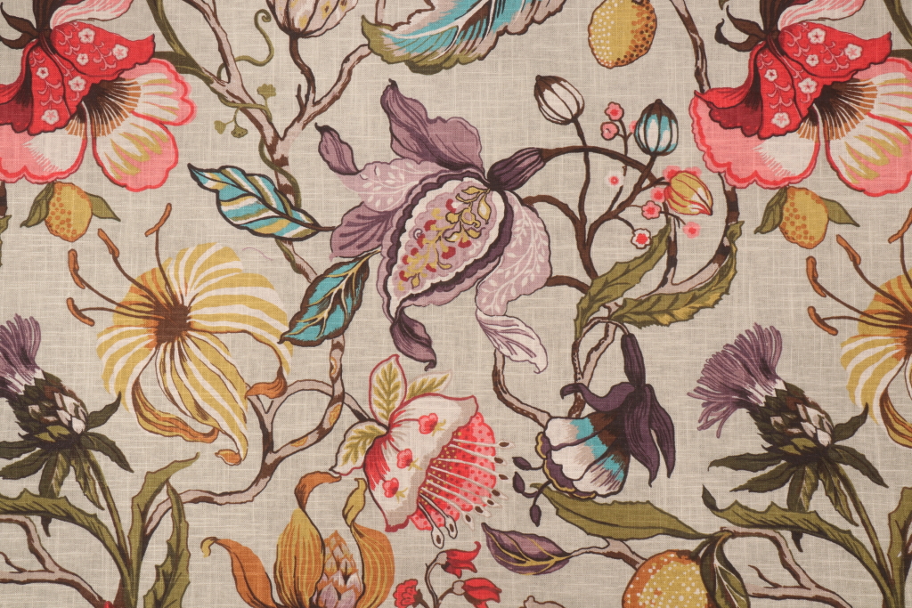 Hamilton Morton Printed Linen Blend Drapery Fabric in Chintz