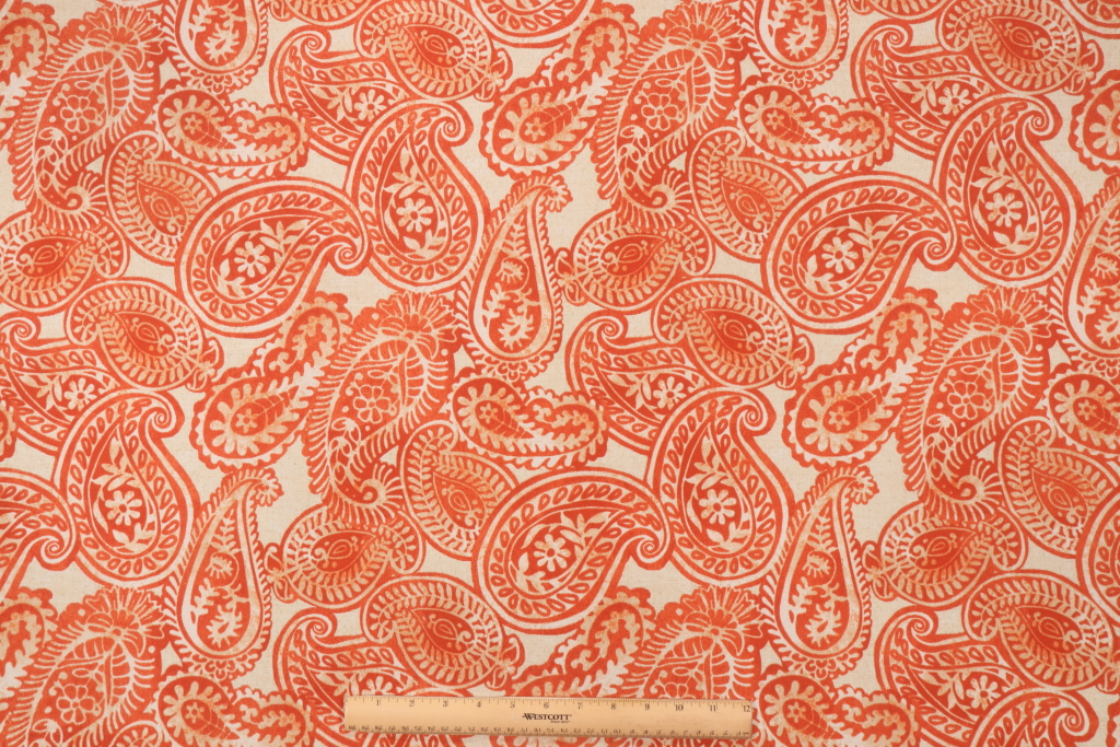 Tommy Bahama Summery Spin Printed Polyester Outdoor Fabric in Tiger Lily