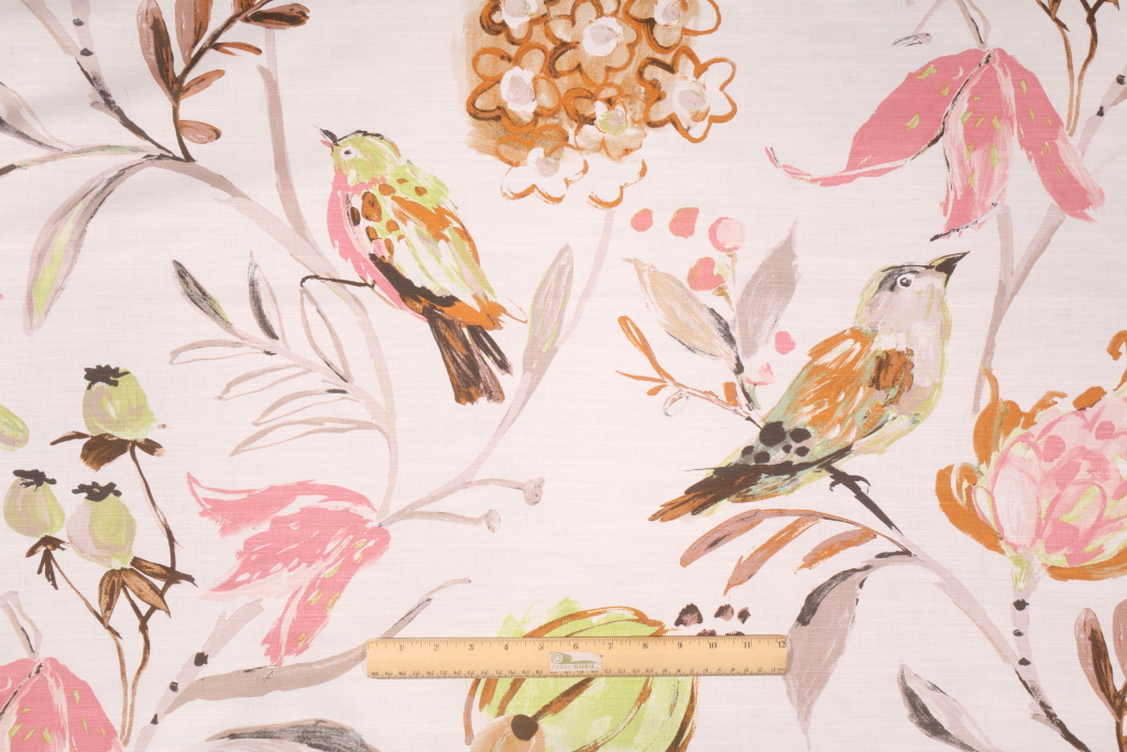 Hamilton Honolulu Printed Cotton Drapery Fabric in Ivory