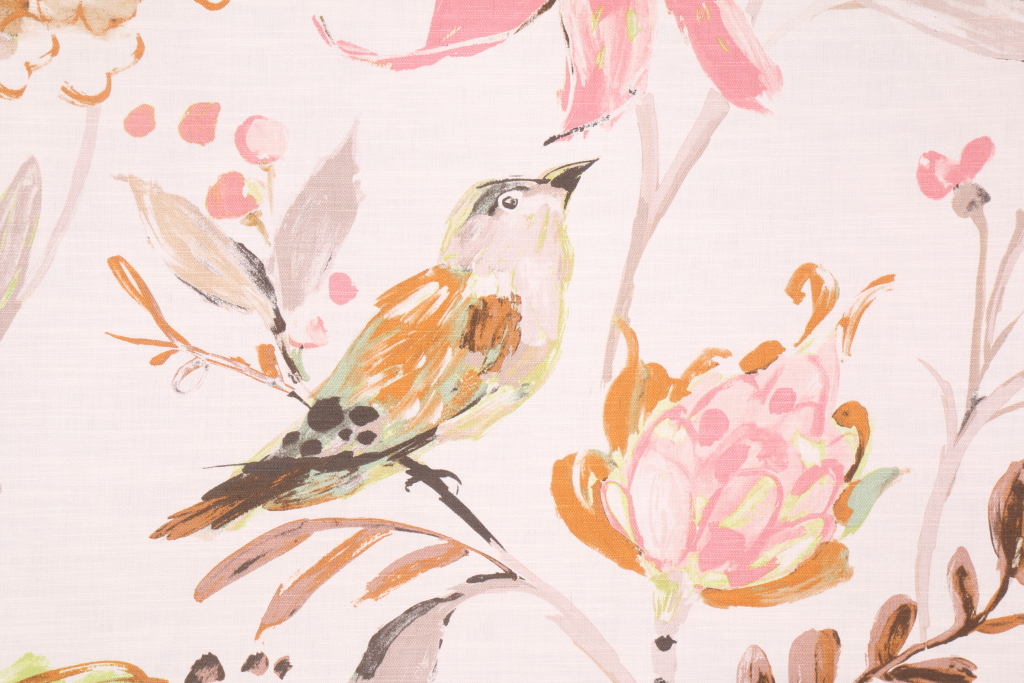 Hamilton Honolulu Printed Cotton Drapery Fabric in Ivory