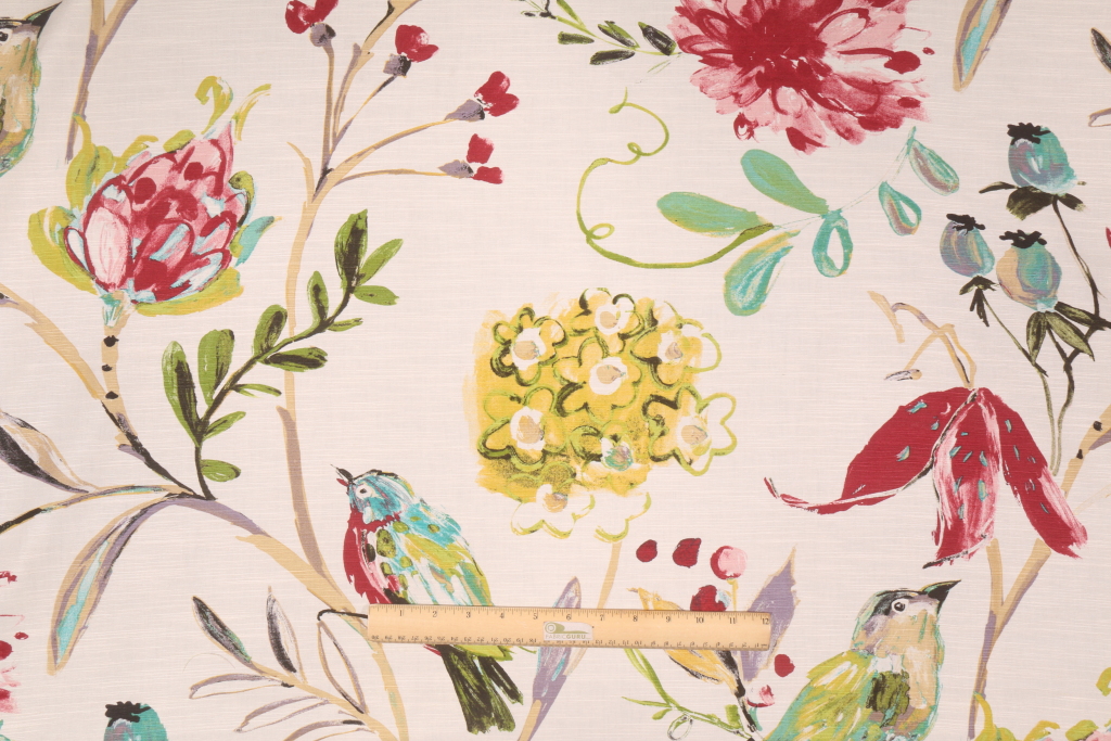 Hamilton Honolulu Printed Cotton Drapery Fabric in Cream