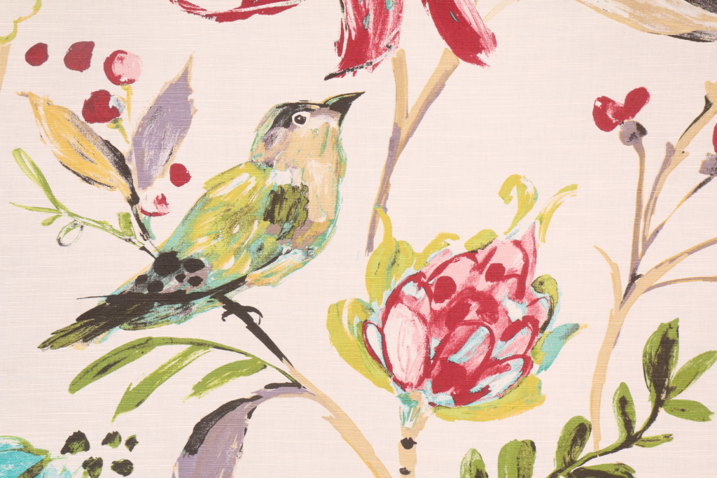 Hamilton Honolulu Printed Cotton Drapery Fabric in Cream