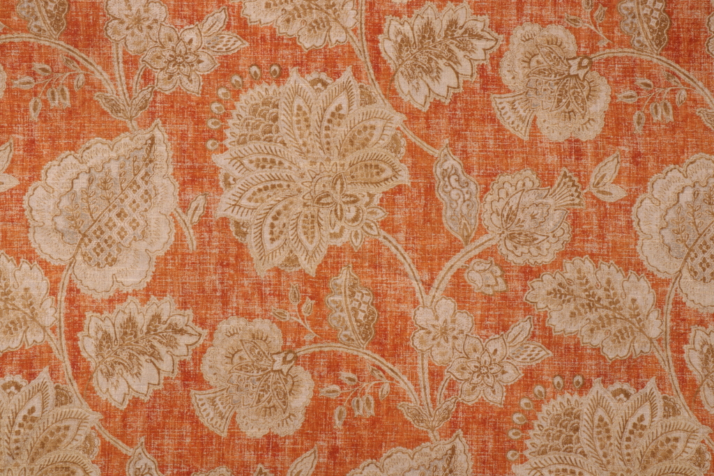 Tommy Bahama Tahitian Dawn Printed Linen Blend Drapery Fabric in Nutmeg