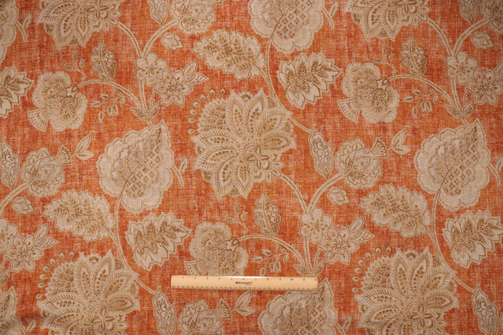 Tommy Bahama Tahitian Dawn Printed Linen Blend Drapery Fabric in Nutmeg