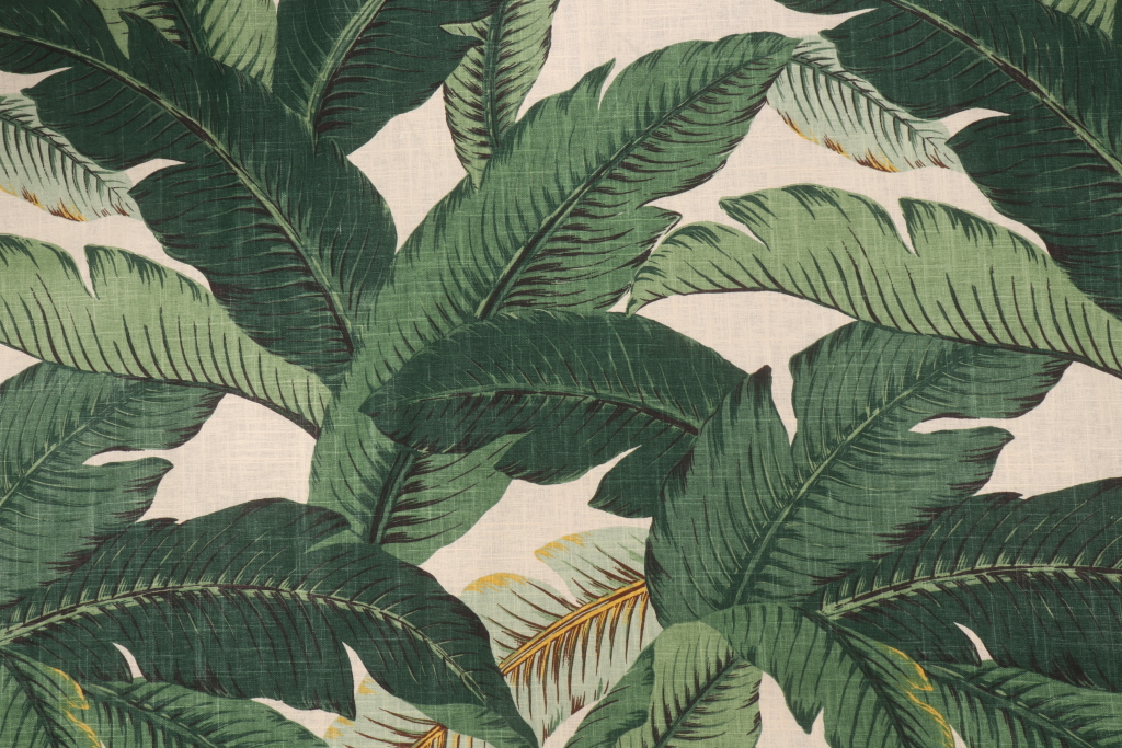 Tommy Bahama Swaying Palms Printed Linen Blend Drapery Fabric in Aloe