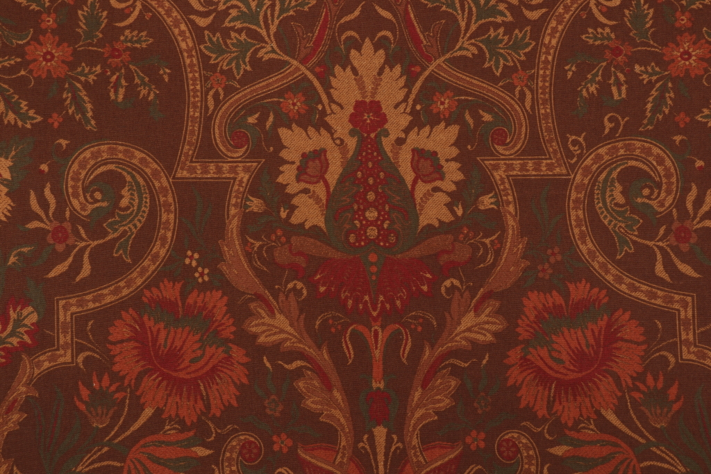 Thibaut Morton Damask F96323 Printed Cotton Blend Drapery Fabric in Brown