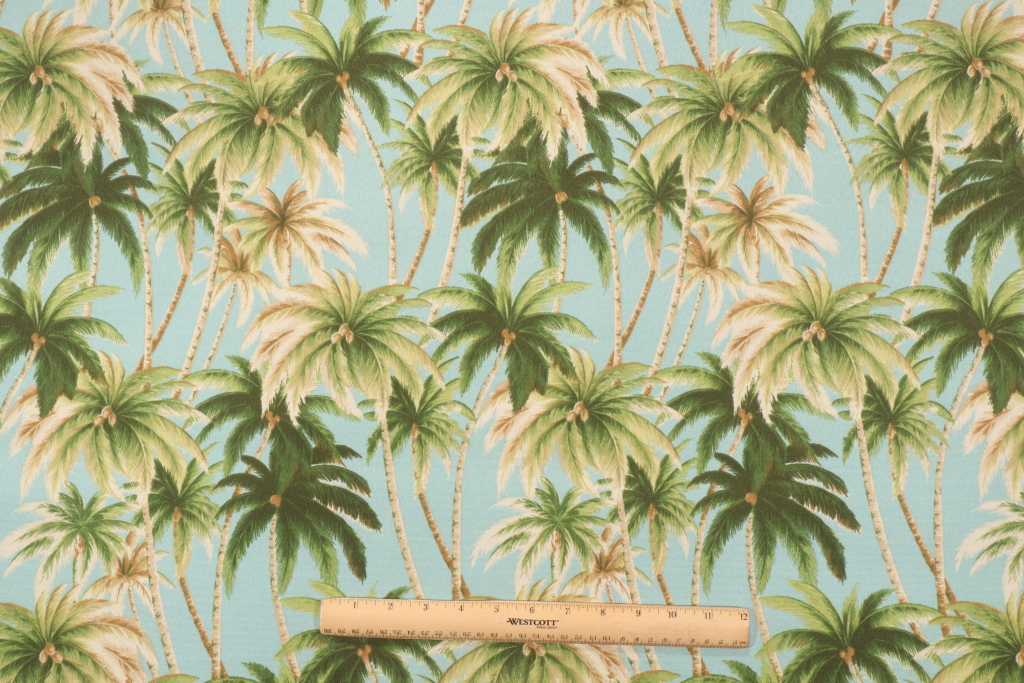 Tommy Bahama Artisan Palms Printed Polyester Outdoor Fabric in Seaspray