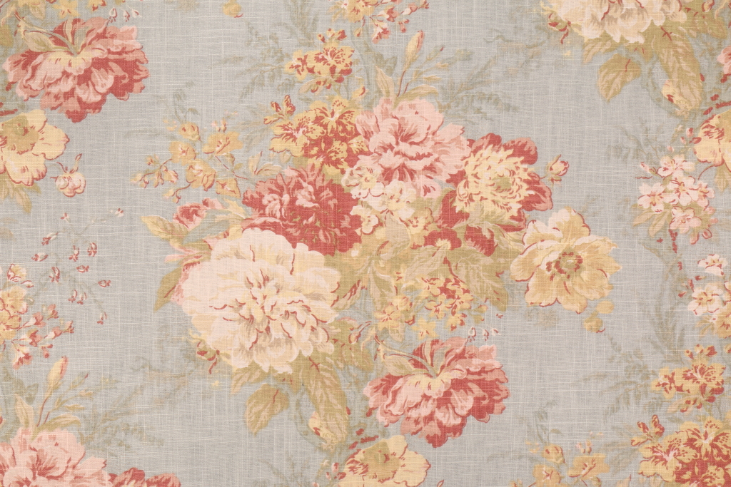 1.25 Yards Waverly Ballad Bouquet Printed Floral Linen Blend Drapery
