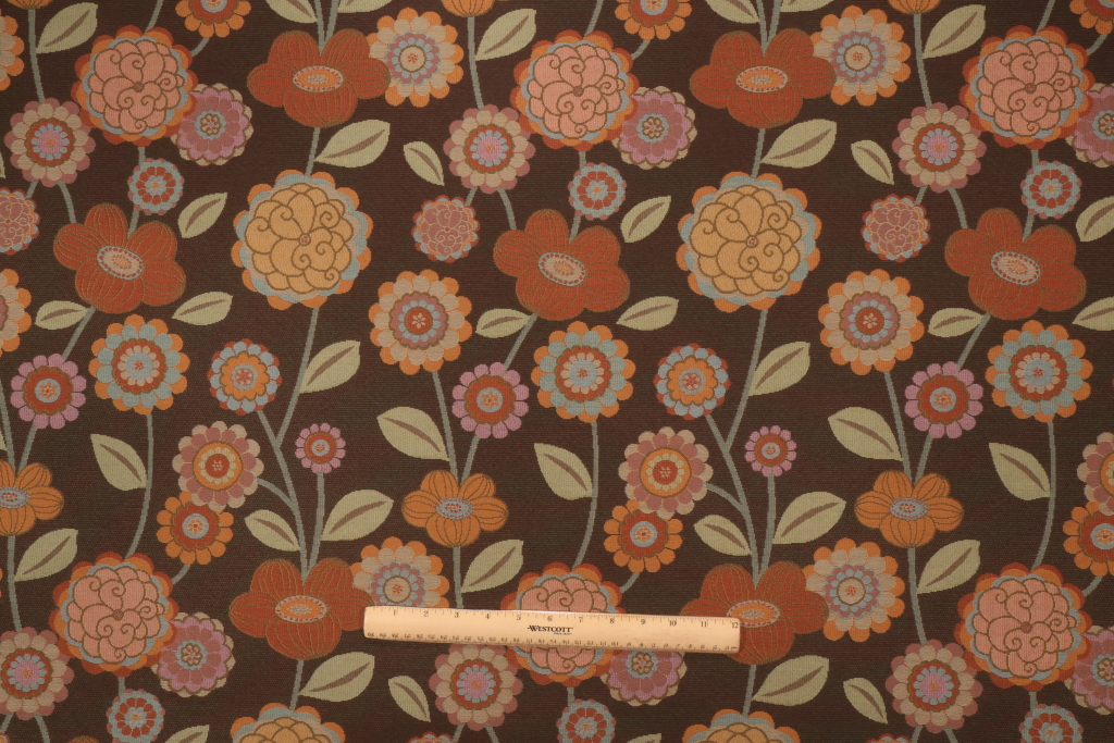 4.5 Yards Floral Tapestry Upholstery Fabric in Brown/Multi