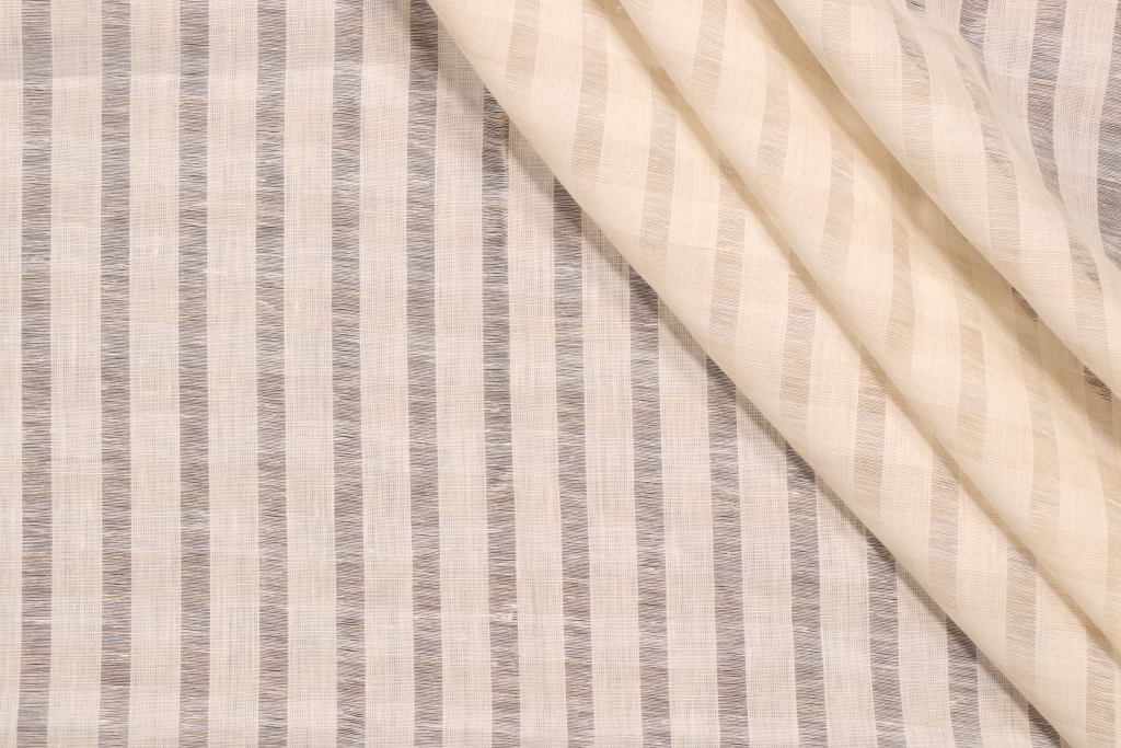1.25 Yards Fonthill Papageno Sheer Linen Drapery Fabric in Medium Beige
