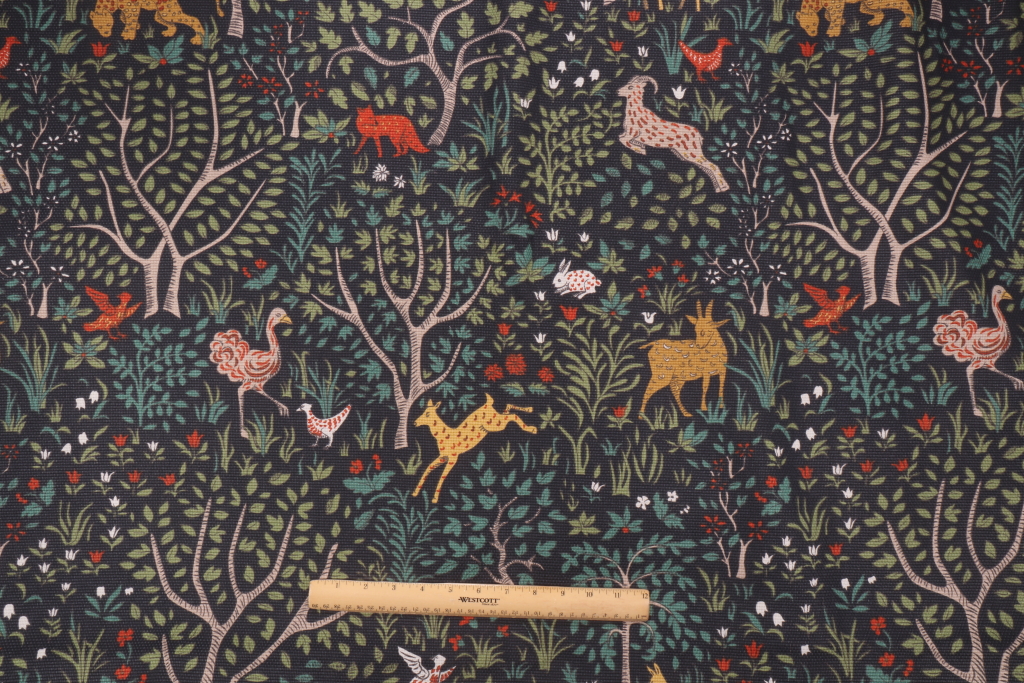 3.38 Yards Robert Allen Folkland Printed Cotton Decorator Fabric in Admiral