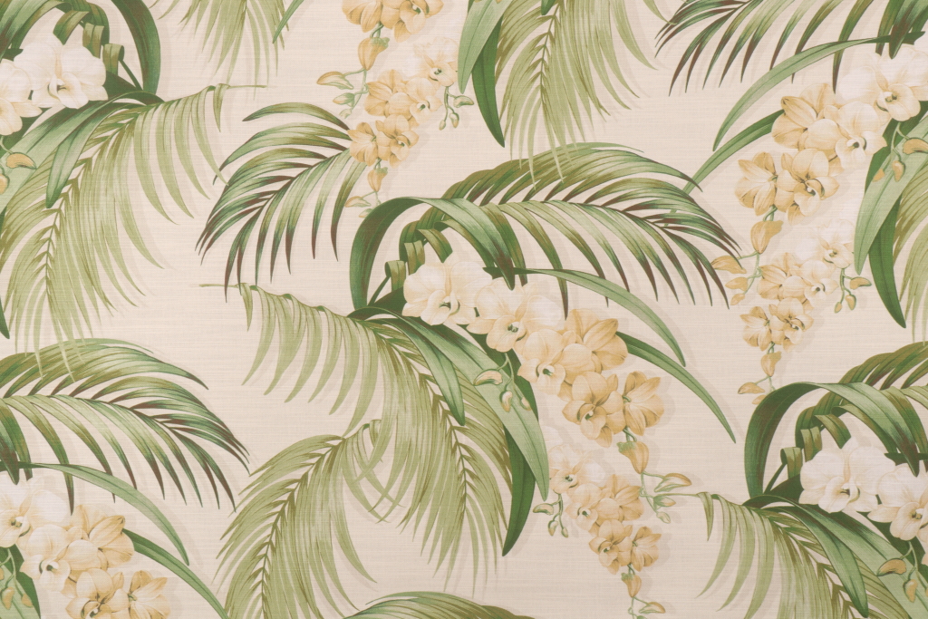 Tommy Bahama Orchid Haven Printed Cotton Drapery Fabric in Lemongrass