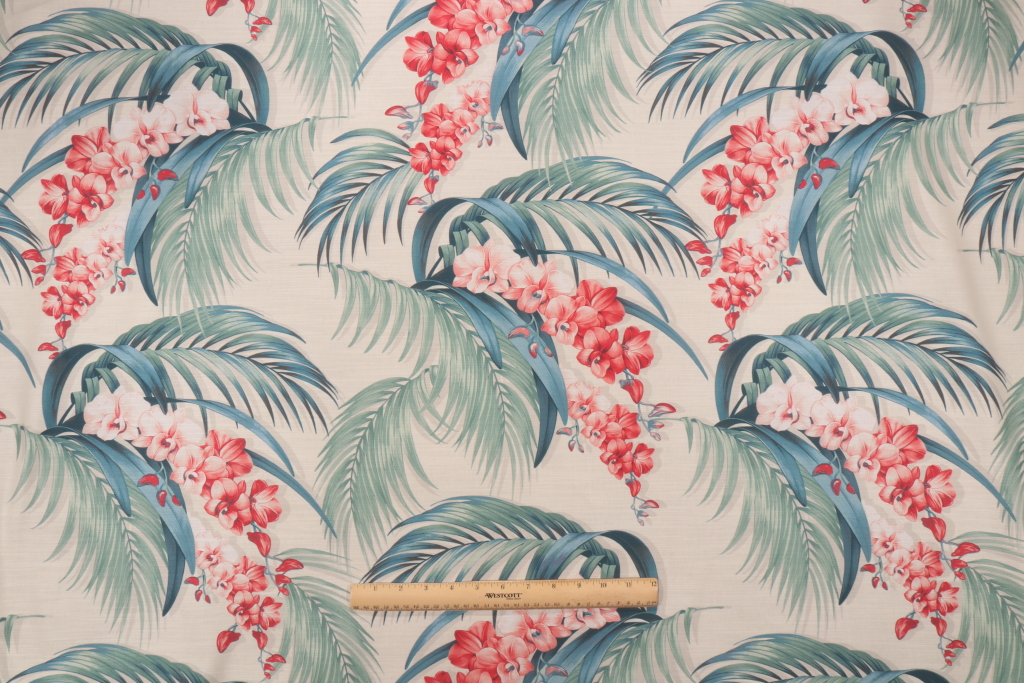 Tommy Bahama Orchid Haven Printed Cotton Drapery Fabric in Nectar