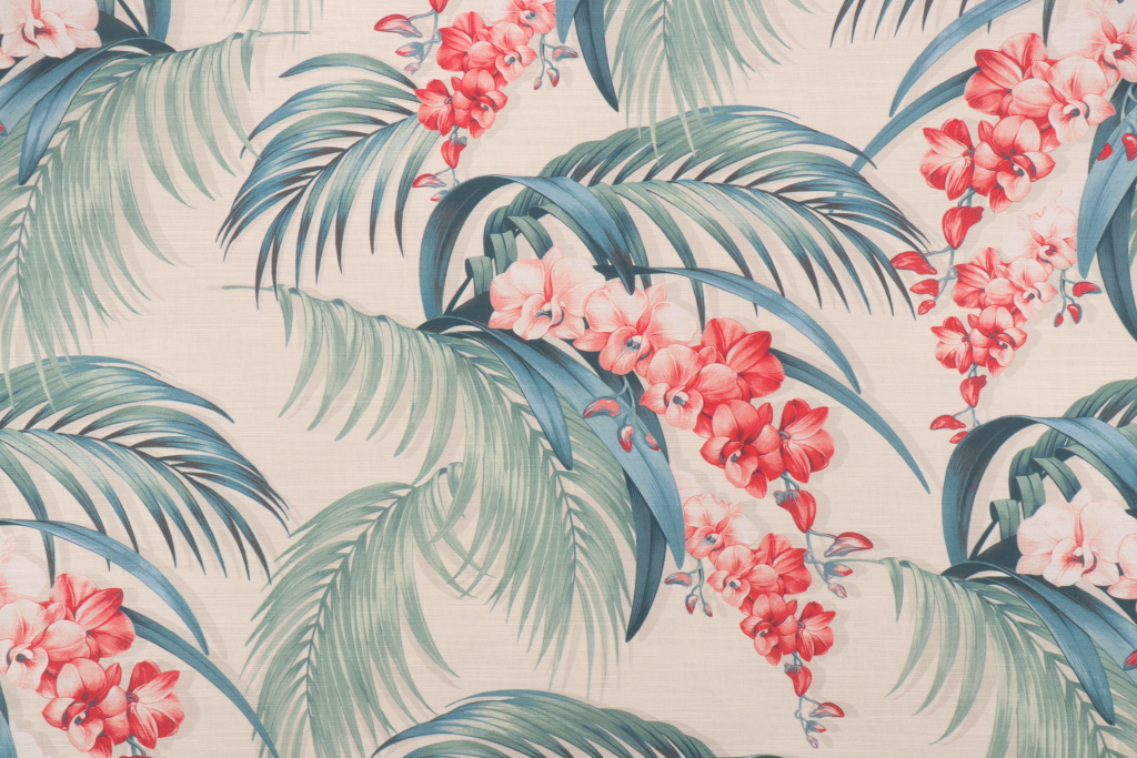 Tommy Bahama Orchid Haven Printed Cotton Drapery Fabric in Nectar