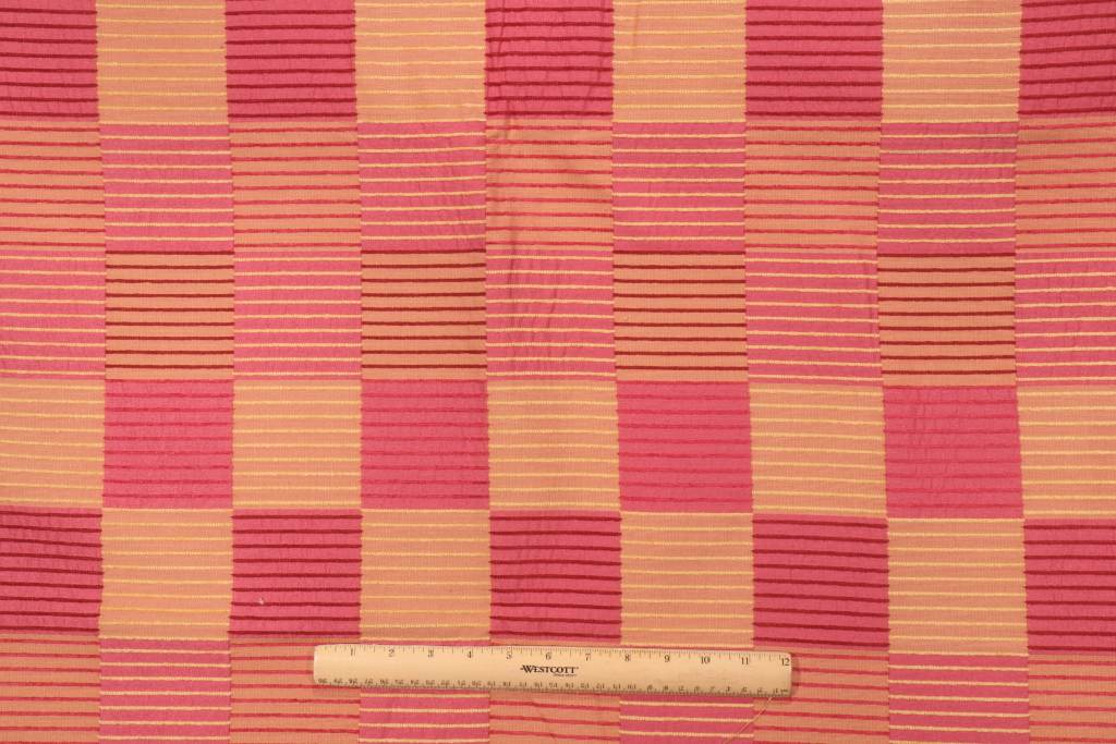 3.5 Yards Fabricut Check Woven Upholstery Fabric in Pink