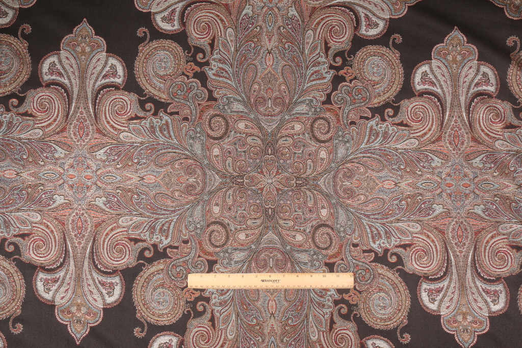 5 Yards Tapestry Upholstery Fabric in Black Multi