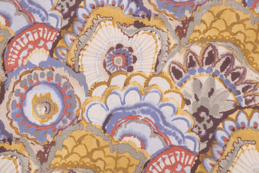 Floral Medallion Printed Cotton Drapery Fabric in Dandelion