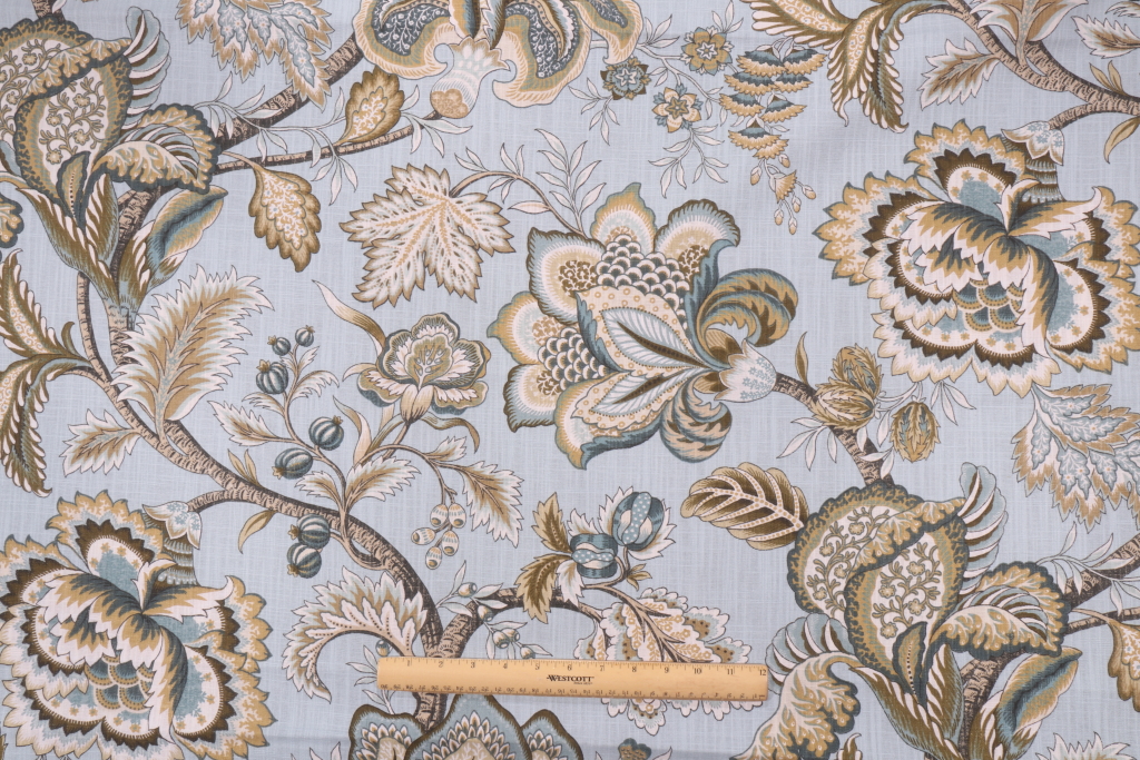 1.25 Yards Robert Allen Jacobean Swag Printed Cotton Drapery Fabric in