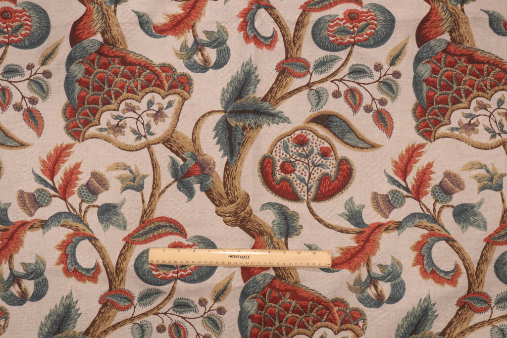 2.38 Yards Old World Weavers Edinburgh Shire Printed Cotton Linen Blend