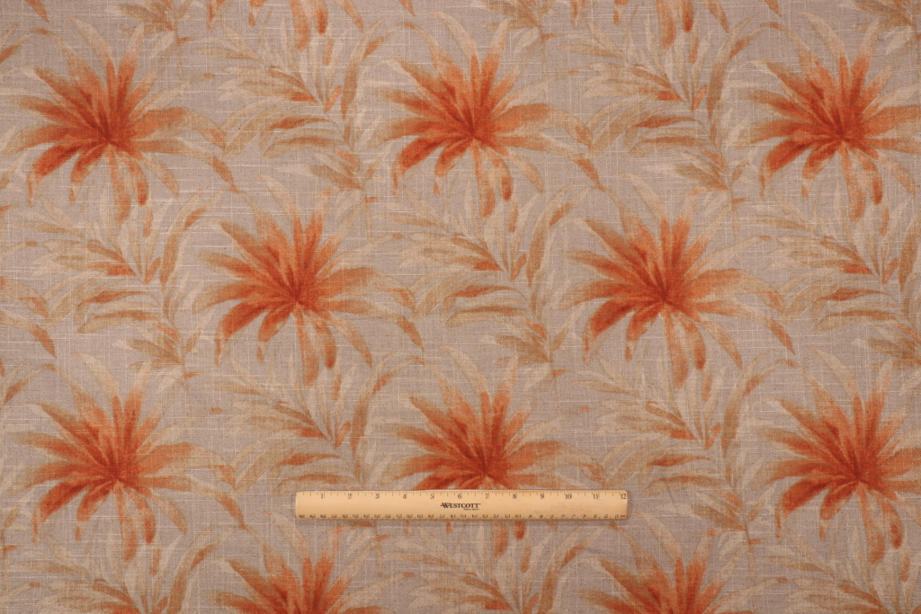 Tommy Bahama Balmy Days Printed Linen Blend Drapery Fabric in Nutmeg