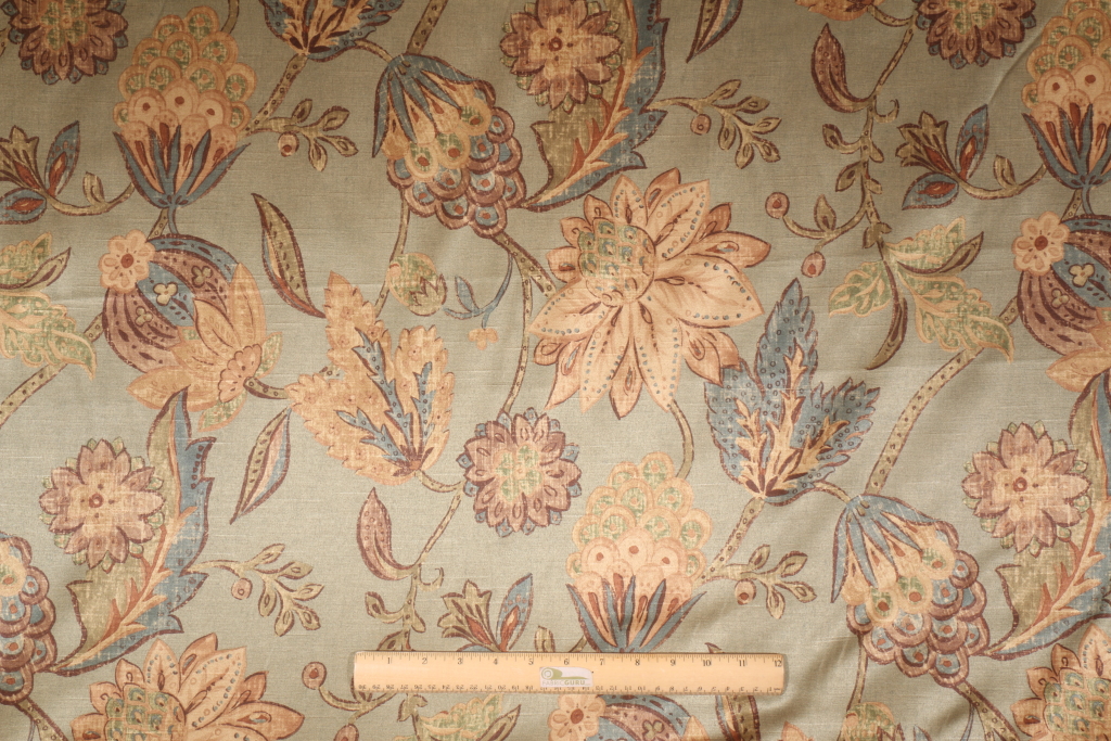 Robert Allen Cagliari Floral Sateen Drapery Fabric in Mosaic