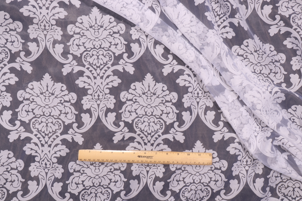 15 Yards Waverly Damask Burnout Sheer Lace Drapery Fabric in White