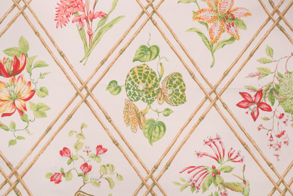 Thibaut Kauai F92507 Printed Cotton Drapery Fabric in White