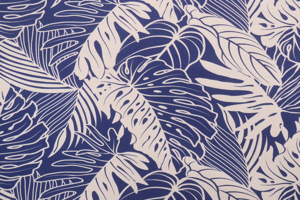Tommy Bahama Leaf Reef Printed Polyester Outdoor Fabric in Sailor