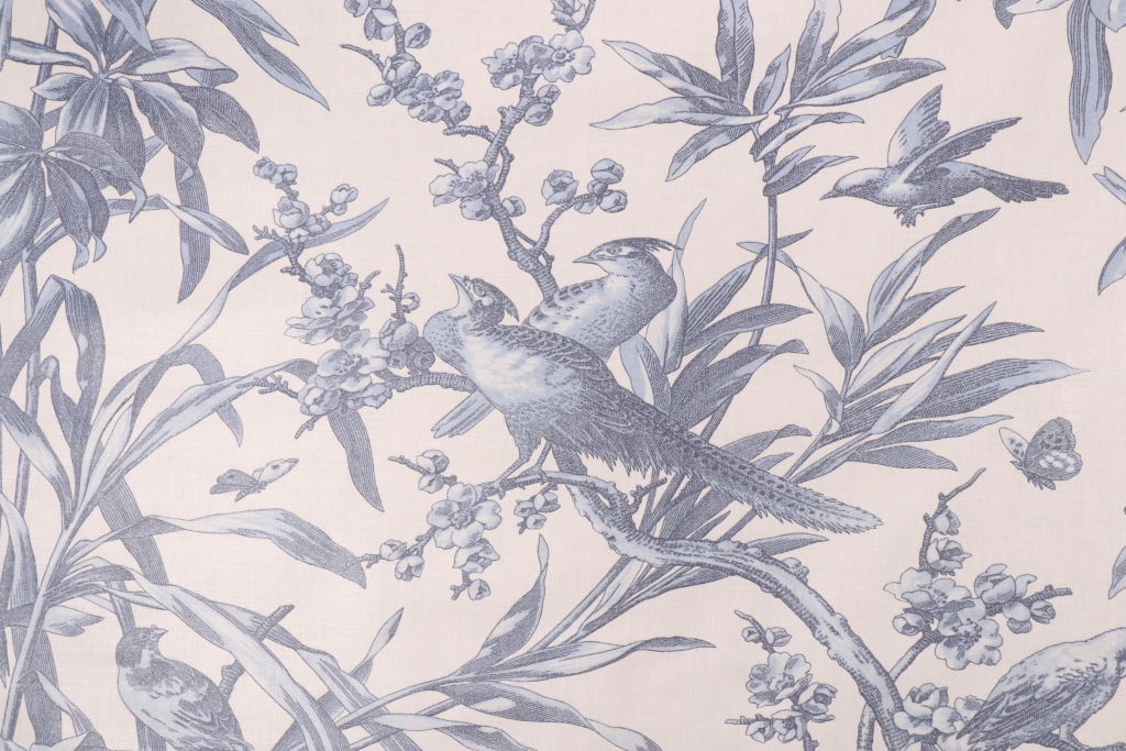 13 Yards Thibaut Kingston F96968 Printed Cotton Drapery Fabric in Blue