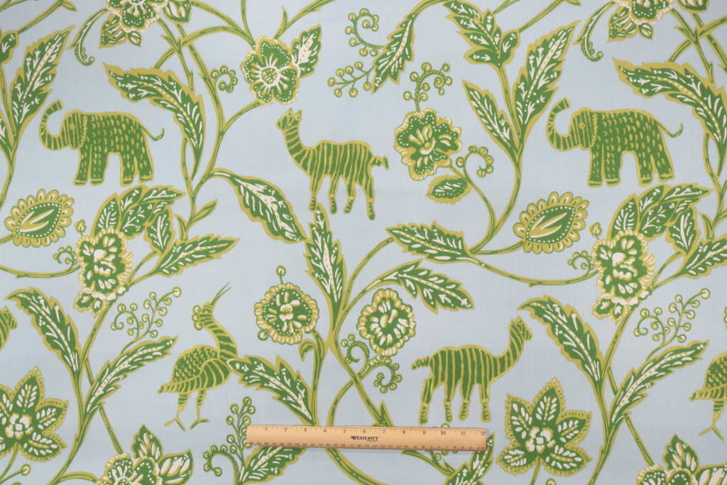 Thibaut Batik F96152 Printed Acrylic Outdoor Fabric in Blue & Green