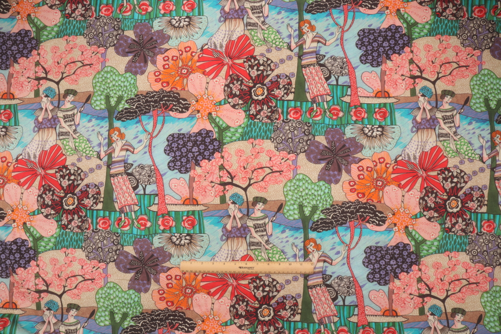 Stof Fabrics New Orleans Printed Cotton Drapery Fabric in Multicolore