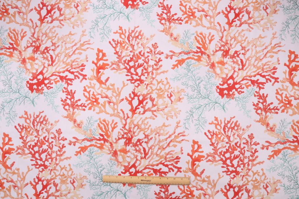 Stof Fabrics Brisbane Printed Cotton Twill Drapery Fabric in Corail