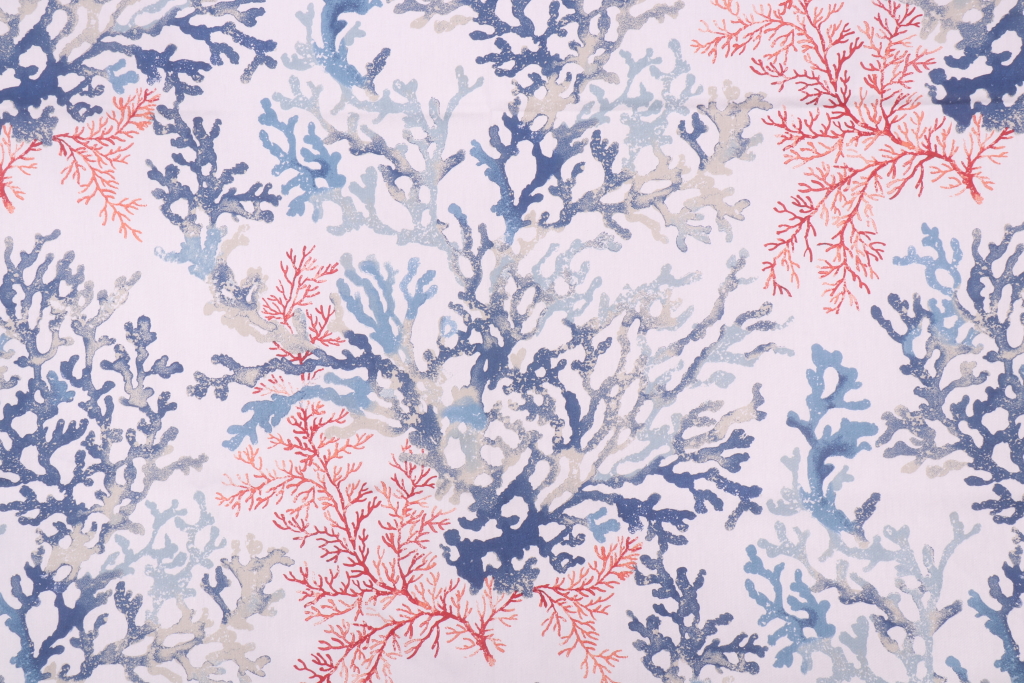 Stof Fabrics Brisbane Printed Cotton Twill Drapery Fabric in Marine