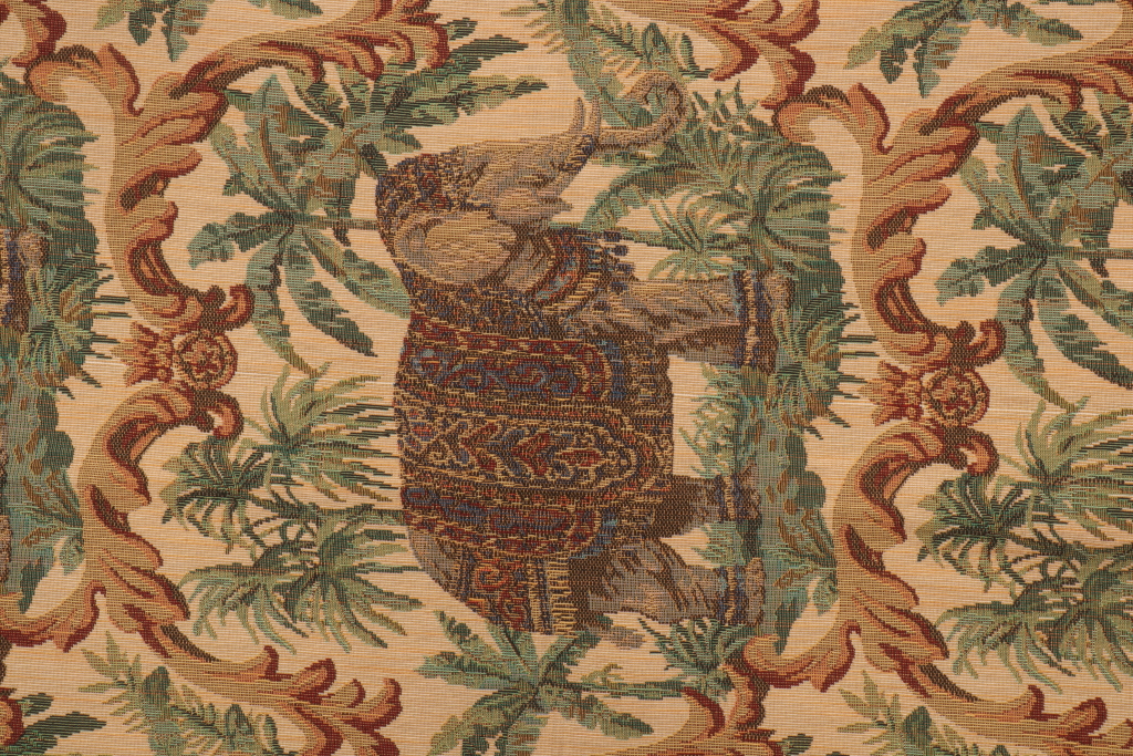 .5 Yards Elephant Dance Woven Tapestry Upholstery Fabric in Jungle