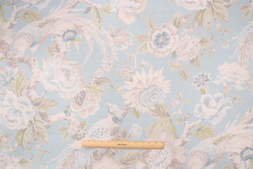 Kaufmann Valentina Printed Cotton Drapery Fabric in Geyser