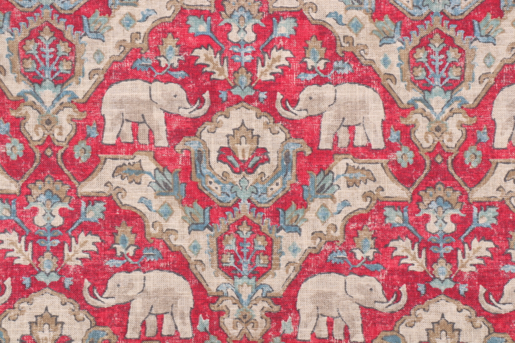 Covington Loxodonta Printed Linen Blend Drapery Fabric in 308Vintage Rose